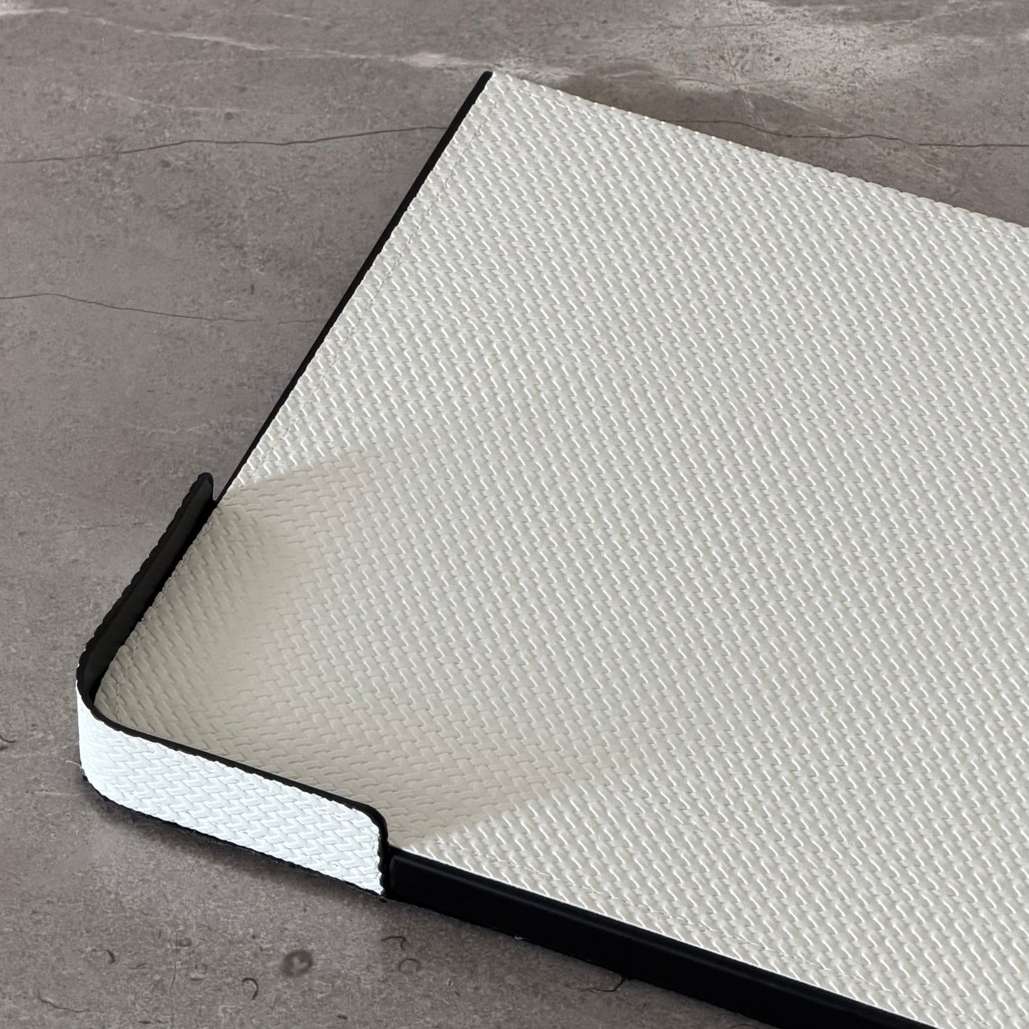 white leather tray