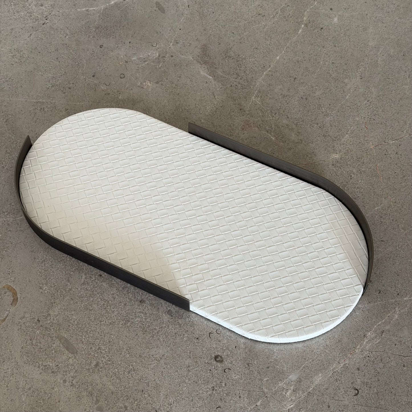 White leather tray