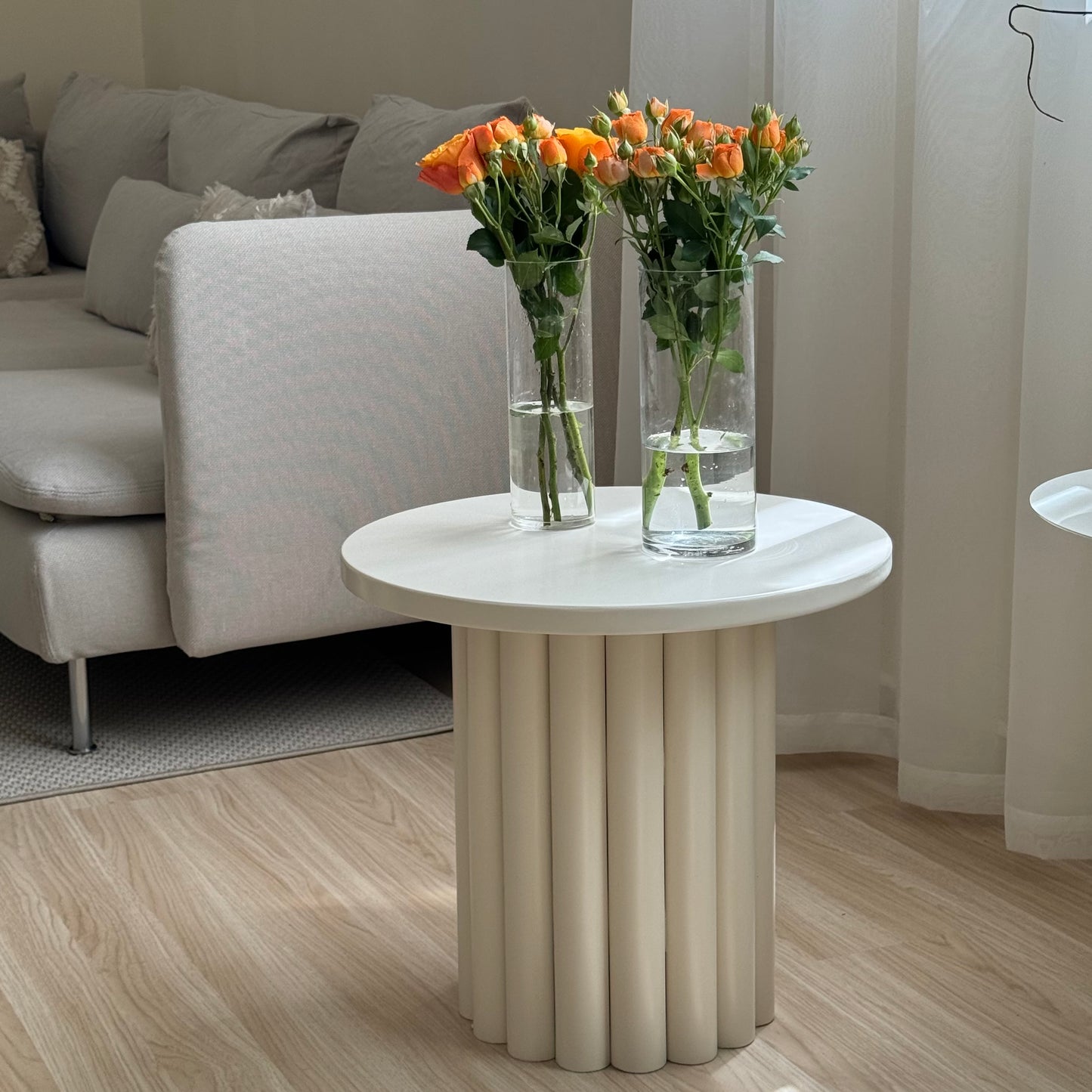 French cream style round coffee table