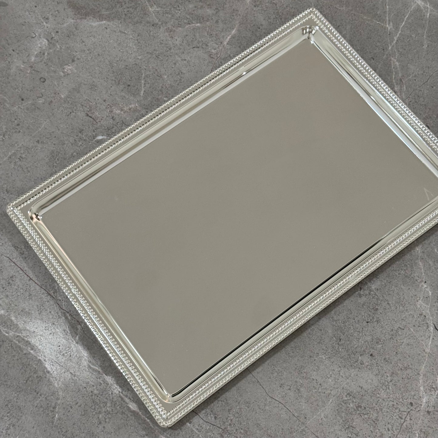 Silver rectangular tray
