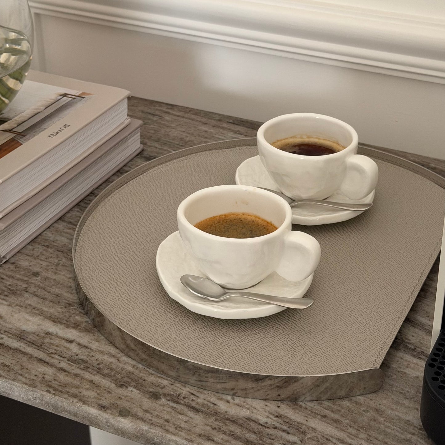 Leather Serving Tray - Grey