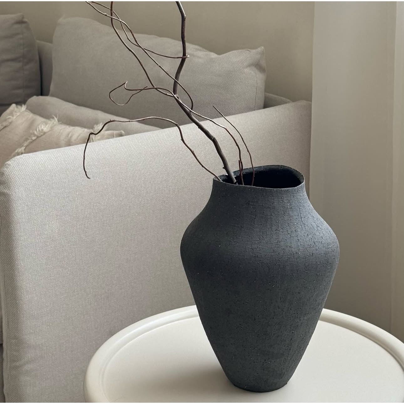 Black Ceramic rustic vase