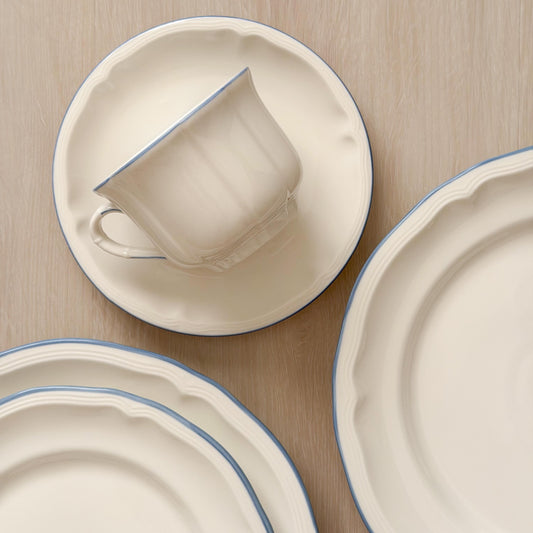 Riviera Coffee Cup - Ceramic with Blue Rim