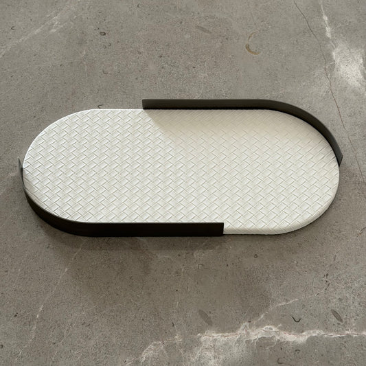 White leather tray